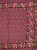 Magenta Tussar Silk Saree with Floral Designs on the Body and with Designed Border