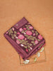 Magenta Tussar Silk Saree with Floral Designs on the Body and with Designed Border