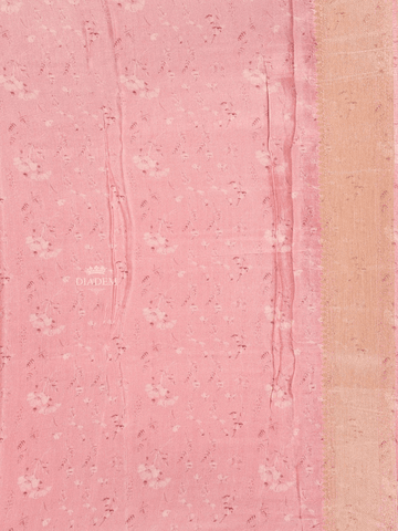 Pink Banarasi Saree with Flower design on the body with Zari Border - Diadem
