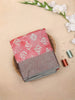 Red Pink Chanderi Silk Saree with Chevron Design on the Body with Contrast Border