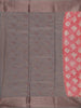 Red Pink Chanderi Silk Saree with Chevron Design on the Body with Contrast Border