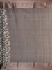 Black Chanderi Silk Saree with Vines and Leaf Design on the Body with Contrast Border