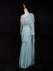Teal Blue Ready to wear Saree with Sequins Beads Design Blouse with Waist Belt - Diadem