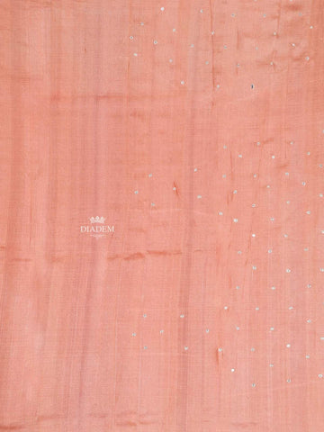 Light Peach Tussar Silk Saree with Stripes on the body and Without Border - Diadem