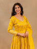 Yellow Floral Embroidery Silk Partywear Gown