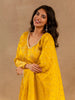 Yellow Floral Embroidery Silk Partywear Gown