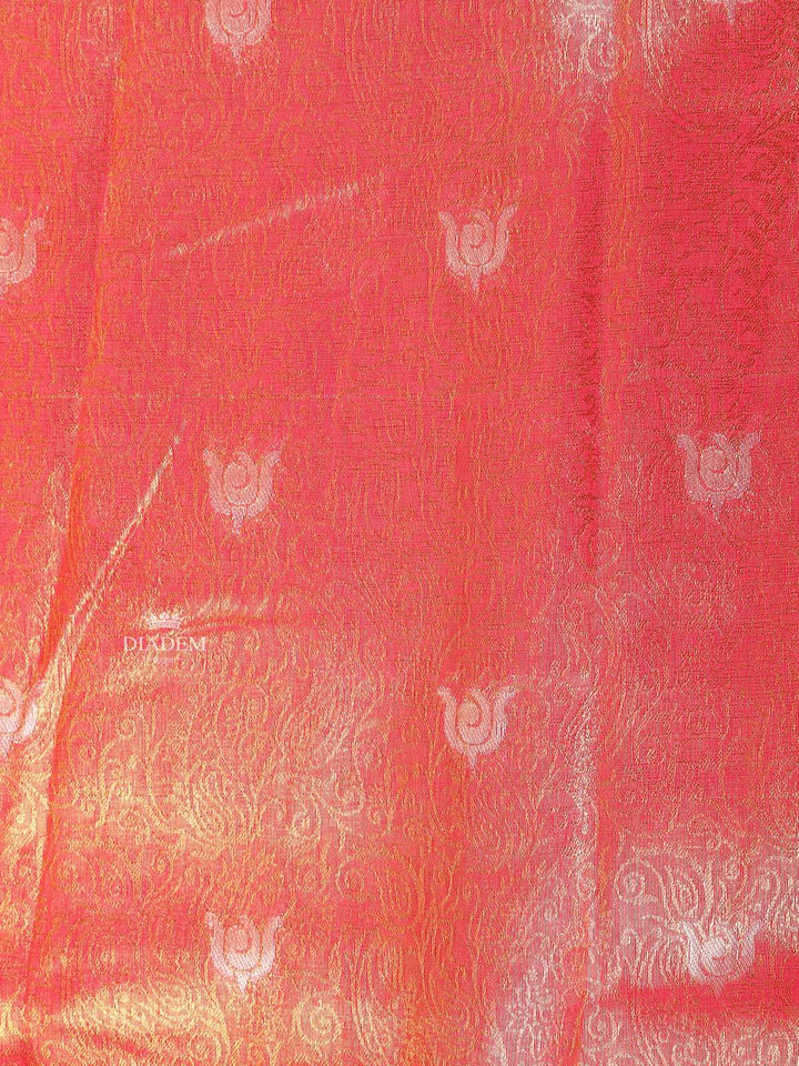 Red Semi Banarasi Saree with Zari Butta on the Body with Designed Border - Diadem
