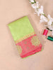 Light Green Pure Kanchipuram Bridal Silk Saree with Checked Design on the Body with Designed Border - Diadem