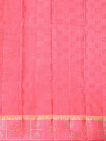 Light Green Pure Kanchipuram Bridal Silk Saree with Checked Design on the Body with Designed Border - Diadem