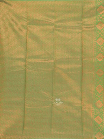 Beige Art Silk Saree with Illusion Design on the Body with Contrast Zari Border - Diadem