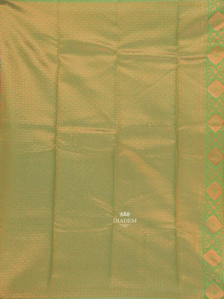 Beige Art Silk Saree with Illusion Design on the Body with Contrast Zari Border - Diadem