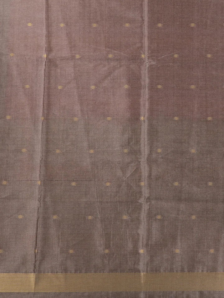 Grey Semi Tussar Silk Zari Butti Designed Saree - Diadem