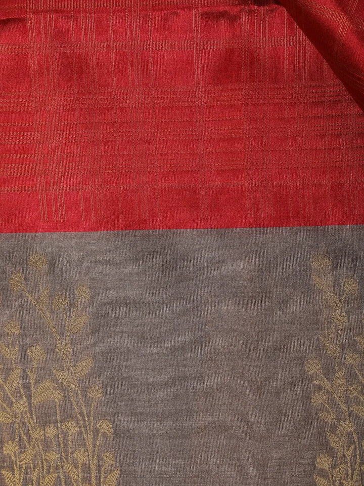 Grey Semi Tussar Silk Zari Butti Designed Saree - Diadem