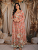 Soft Peach Floral Printed Design Chiffon Anarkali Gown with Dupatta