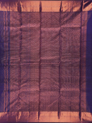 Dark Purple Butta And Peacock Motifs Pure Kanchipuram Silk Saree - Diadem