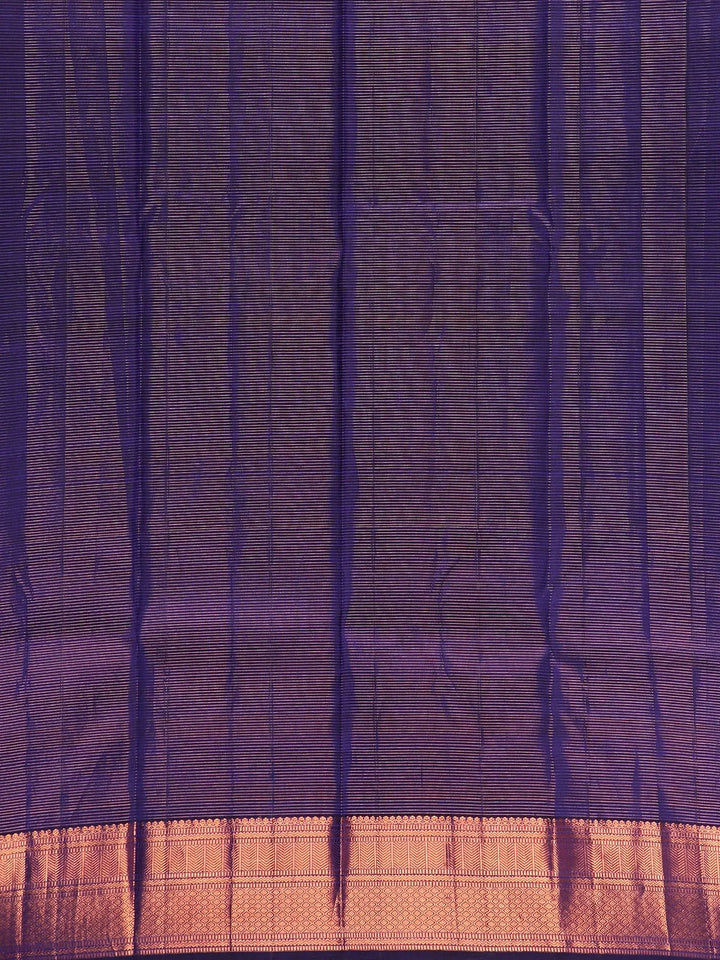 Dark Purple Butta And Peacock Motifs Pure Kanchipuram Silk Saree - Diadem