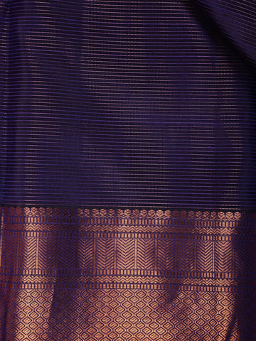 Dark Purple Butta And Peacock Motifs Pure Kanchipuram Silk Saree - Diadem