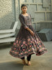 Black Floral Printed Synthetic Salwar Suit - Diadem