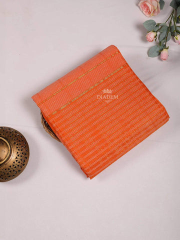 Orange Cotton Saree with Jute Design on the Body without Border - Diadem