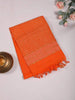 Orange Cotton Saree with Jute Design on the Body without Border