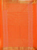 Orange Cotton Saree with Jute Design on the Body without Border