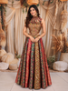 Multicolor  Floral Zari Embroidered Design Banarasi Silk Party Wear Lehenga with Designer Halter Neck Blouse