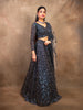 Dark Grey Floral Embroidered Net Bridal Lehenga