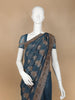 Blue Floral Embroidery Chiffon Silk Saree