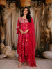 Rani Pink Floral Thread Embroidered Design Chiffon Palazzo Suit
