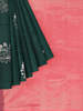 Dark Green Pure Kanchipuram Silk Saree with Floral Motif on the Body and without Border