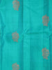 Teal Blue Pure Kanchipuram Bridal Silk Saree with Tree Motif on the Body and Zari Border