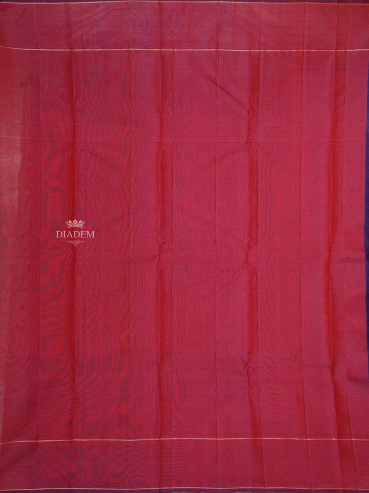 Red Pure Kanchipuram Bridal Silk Saree with Zari Butta on the Body with Contrast Border - Diadem