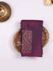 Dark Purple Pure Kanchipuram Saree with Paisley Motif on the body and Without Border - Diadem