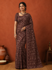 Dusty Maroon Traditional Motif Printed Design Pure Cotton Casual Wear Saree