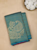 Aqua Blue Paisley And Floral Motif Pure Kanchipuram Silk Saree - Diadem