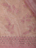 Pink Floral Designed Tissue Organza Saree