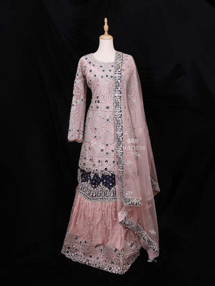 Pink Party Wear Lehenga Embellished with Sequins and Stones Designs Paired with Dupatta - Diadem