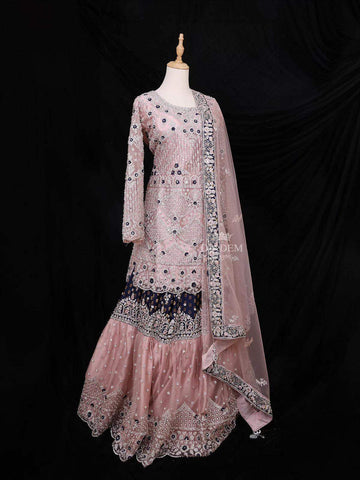 Pink Party Wear Lehenga Embellished with Sequins and Stones Designs Paired with Dupatta - Diadem