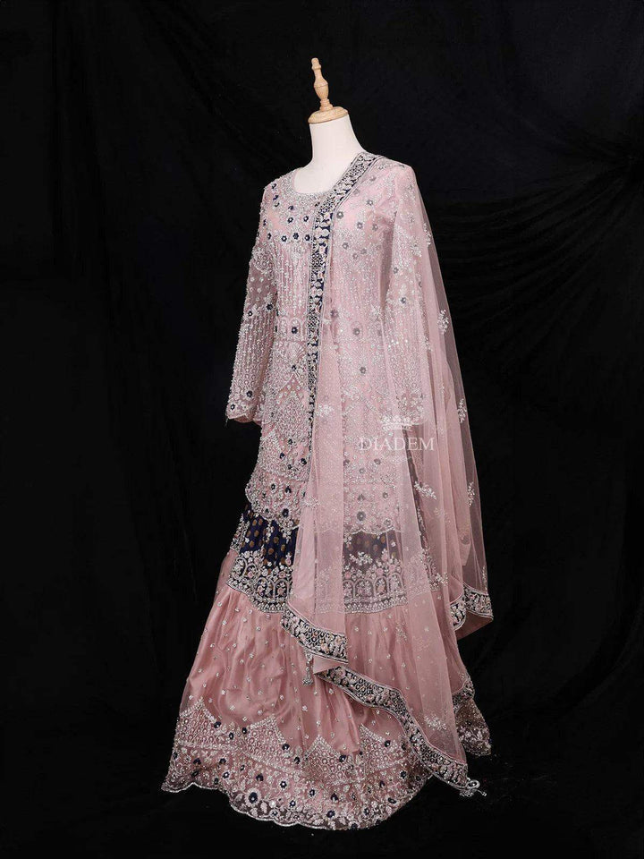 Pink Party Wear Lehenga Embellished with Sequins and Stones Designs Paired with Dupatta - Diadem