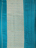 Teal Blue Banarasi Saree with Floral Motif on the Body and Zari Border