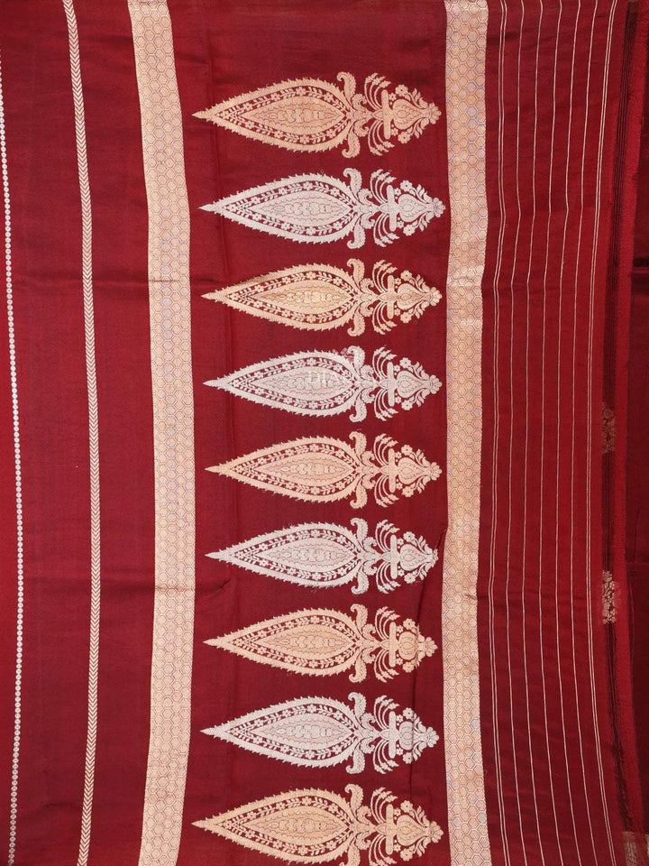 Brown Banarasi Saree with Floral Motif on the Body with Zari Border - Diadem