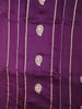 Violet Banarasi Saree with Plant Motif and Stripes on the Body and Zari Border - Diadem