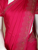 Dark Pink Solid Satin Fancy Saree with Designed Border