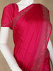 Dark Pink Solid Satin Fancy Saree with Designed Border