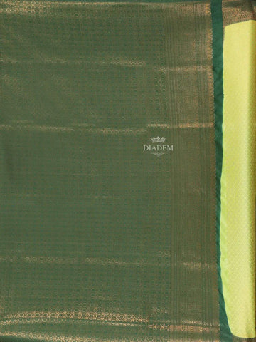 Light Green Semi Silk Saree with Floral Design on the Border and with Green Pallu - Diadem