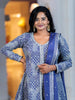 Purple Floral Design Crepe Salwar Palazzo Suit - Diadem