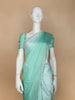 Auqa Green Solid Satin Fancy Saree with Designed Border