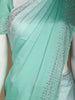 Auqa Green Solid Satin Fancy Saree with Designed Border