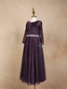 Dark Purple Glitter Net Gown Embellished with Stonework - Diadem