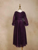 Dark Purple Shimmer Full Sleeve Gown - Diadem